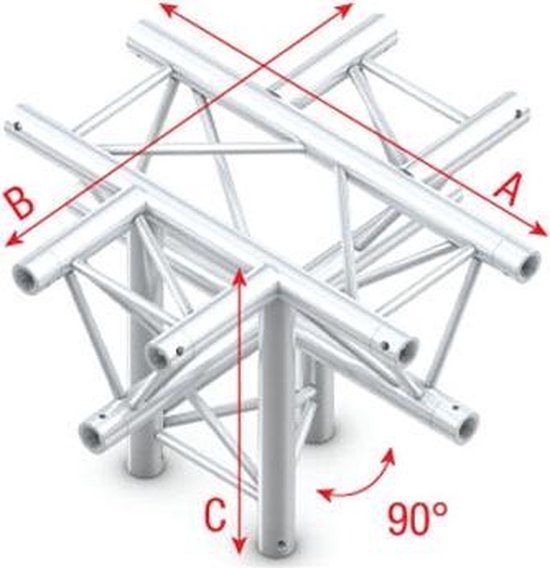 Showtec GT30 driehoek truss Kruis en omlaag 5 richtingen punt onder