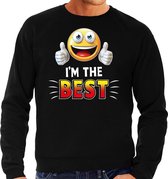 Funny emoticon sweater I am the best zwart heren M (50)