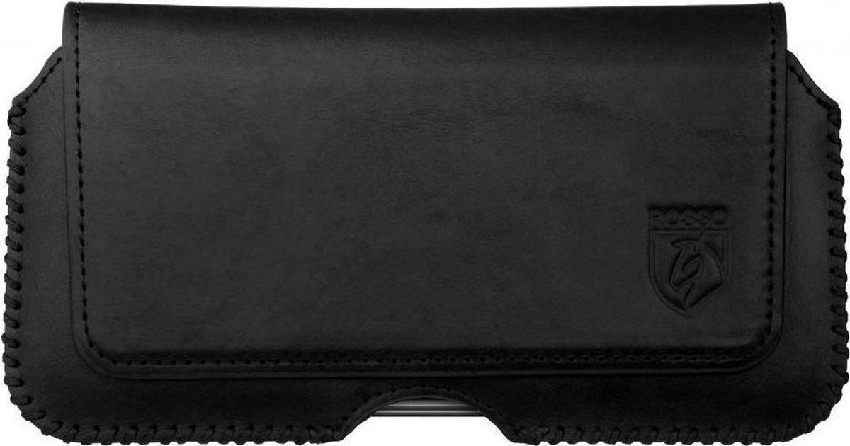 Rosso Deluxe Broekriem Belt Case Hoesje Met Riemlus Echt Leer Medium Zwart