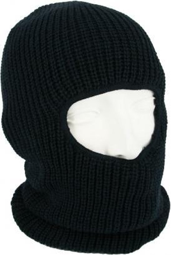 One hole muts / skimuts - navy blauw - one size - outdoor / bivak / wintersport - warme eengaats balaclava