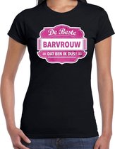 Cadeau t-shirt voor de beste barvrouw zwart voor dames S