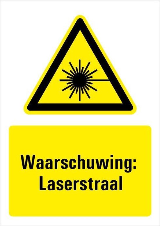 Foto: Bord met tekst waarschuwing laserstraal kunststof w004 210 x 297 mm