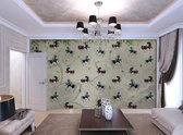 Vintage Horses Flowers Print Pattern Photo Wallcovering