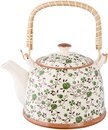 Bol.com Clayre & Eef Theepot met Filter 700 ml Groen Keramiek Rond Bloemen Theekan aanbieding