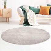 Rond vloerkleed effen velours Gala - grijs 200 cm rond