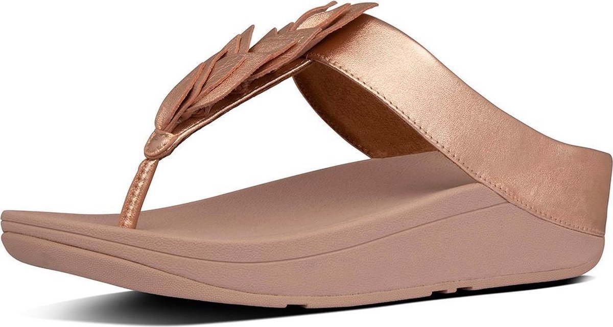 FitFlop™ Fino leaf Toe-Thongs Leather Rose Gold - Maat 40 | bol
