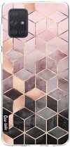 Casetastic Samsung Galaxy A71 (2020) Hoesje - Softcover Hoesje met Design - Soft Pink Gradient Cubes Print