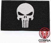 Punisher Geborduurde patch embleem Wit Zwart met klittenband - 8 x 5 cm
