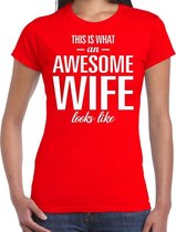 Awesome wife / echtgenote cadeau t-shirt rood dames XS