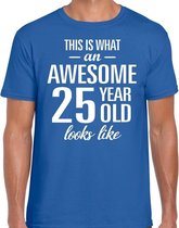 Awesome 25 year / 25 jaar cadeau t-shirt blauw heren S