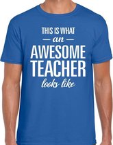 Awesome Teacher cadeau meesterdag t-shirt blauw heren M