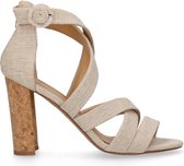 Manfield - Dames - Beige sandalen met hak - Maat 41