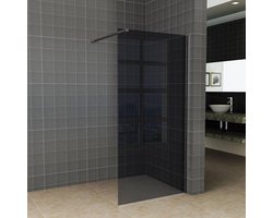 Diamond Line - Inloopdouche / Douchewand - 80x200 - Mat Zwart - Antikalk - Rookglas - 8mm Veiligheidsglas
