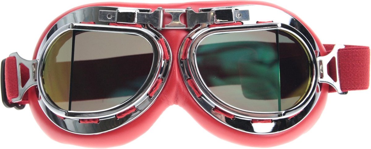 CRG Rode Pilotenbril - Retro Motorbril - Motorbril Heren - Multi Kleur Glas