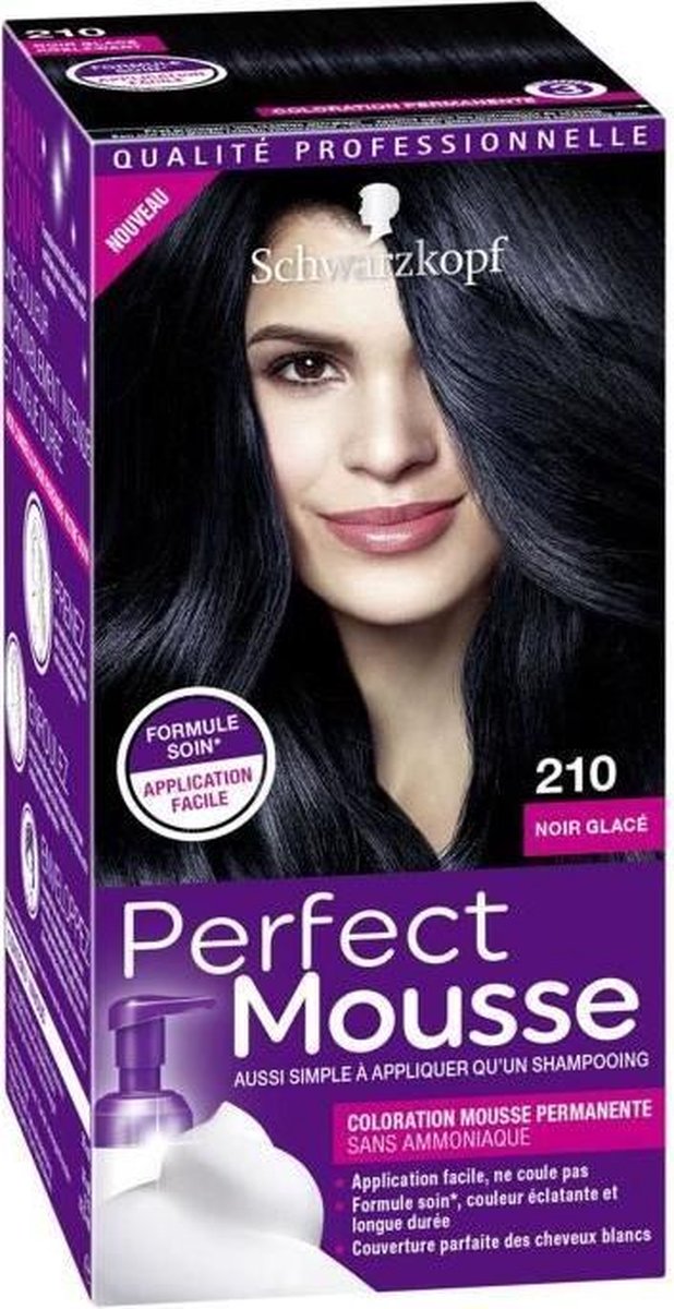 SCHWARZKOPF Mousse permanente parfaite cheveux - noir brillant 210-35 ml |  bol.com
