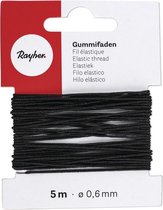 3x Zwart hobby band elastiek op rol van 5 meter - breedte 0,6 mm - Zelf kleding/mondkapjes maken