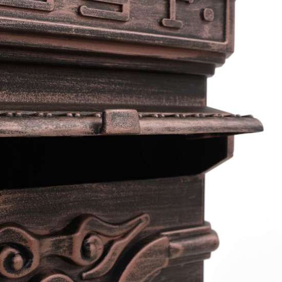 vidaXL Pilaar brievenbus vintage stijl roestbestendig aluminium brons