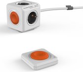 PowerCube Extended Remote SET - Multiprise commutable - Câble de 1,5 mètre - Fil et télécommande sans pile - Bouton marche / arrêt - Blanc / Orange - 4 prises - NL / DE (Type F)