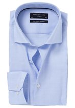 Michaelis Slim Fit overhemd - mouwlengte 7 - licht blauw (basket-weave) - boordmaat 42