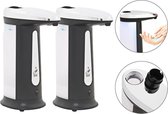 Automatische zeepdispensers - Kunststof - Zilver en melkwit - 8,3 x 12 x 19,5 cm - Infraroodsensor - 2 st