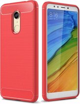 Xiaomi Redmi Note 5 (Plus) - Geborstelde TPU Cover - Rood