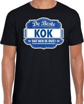 Cadeau t-shirt voor de beste kok voor heren - zwart met blauw - koks - kado shirt / kleding - vaderdag / collega S