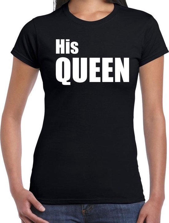 Betere bol.com | His queen t-shirt zwart met witte letters voor dames BH-72