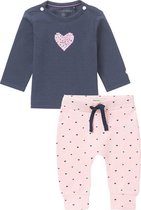 Noppies  SET (2delig) Broek Roze, Shirt Blauw met hartjes - Maat 74