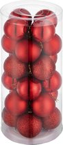 tectake - Set de 24 boules de Noël rouge - 403320