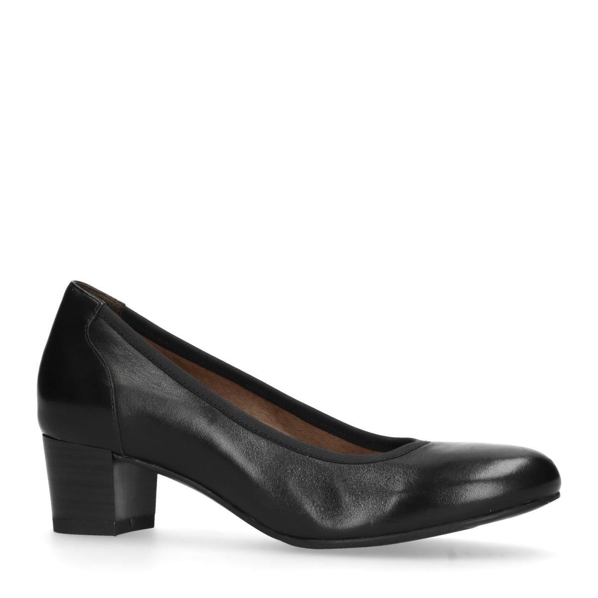 No Stress Dames Zwarte leren pumps met lage hak Maat 40