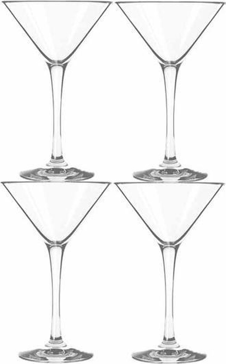 4x Cocktail/martini glazen transparant 260 ml Martini serie - 26 cl - Cocktail glazen - Cocktails dr