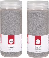 2x Fijn decoratie zand zilver 475 ml - Zandkorrels - Hobby/decoratiemateriaal