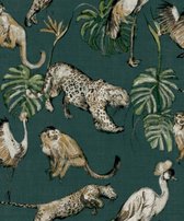 Behang - Jungle met Exotische Dieren - Botanisch - Muurdecoratie - Vliesbehang - Zero - 10,05 x 0,53 m.