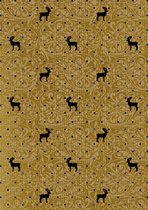 Bedrukt kraftpapier: Du Monde Rendier 491039-9- Breedte 70 cm - 250m lang