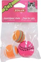 Zolux kattenspeelgoed ballen assorti - 4 cm 3 st - 1 stuks