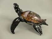 Glazen beeldje - Zwart schildpad - Murano Stijl - 15 cm hoog