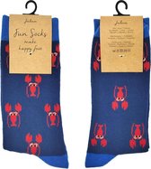 Juleeze Grappige Sokken Unisex maat 35-38 Blauw Katoen / polyester Kreeften Dames Heren Sokken Grappige Sokken