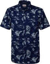 Petrol Industries - Heren Botanic overhemd met korte mouwen - Donker blauw - Maat M