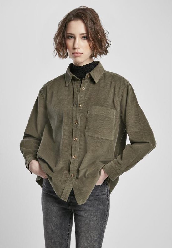 Urban Classics - Corduroy Oversized Blouse - XL - Groen