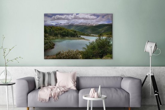 Belle nature verdoyante dans les collines du parc national Tierra del Fuego Toile 120x80 cm - Tirage photo sur toile (Décoration murale salon / chambre)