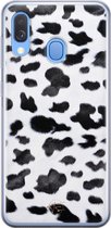 Samsung Galaxy A40 siliconen hoesje - Koeienprint - Soft Case Telefoonhoesje - Zwart - Print