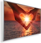 Infrarood Verwarmingspaneel 600W met fotomotief een Smart Thermostaat (5 jaar Garantie) - Sunset hand heart 47
