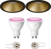PHILIPS HUE - LED Spot Set GU10 - White and Color Ambiance - Bluetooth - Luxino Pollon Pro - Inbouw Rond - Mat Zwart/Goud - Verdiept - Ø82mm