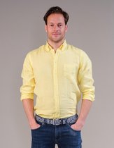 Steppin' Out Spring 2021  Garment Dye Linen Button Down Mannen - Regular fit - Linnen - Geel (XL)