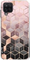 Casetastic Samsung Galaxy A12 (2021) Hoesje - Softcover Hoesje met Design - Soft Pink Gradient Cubes Print