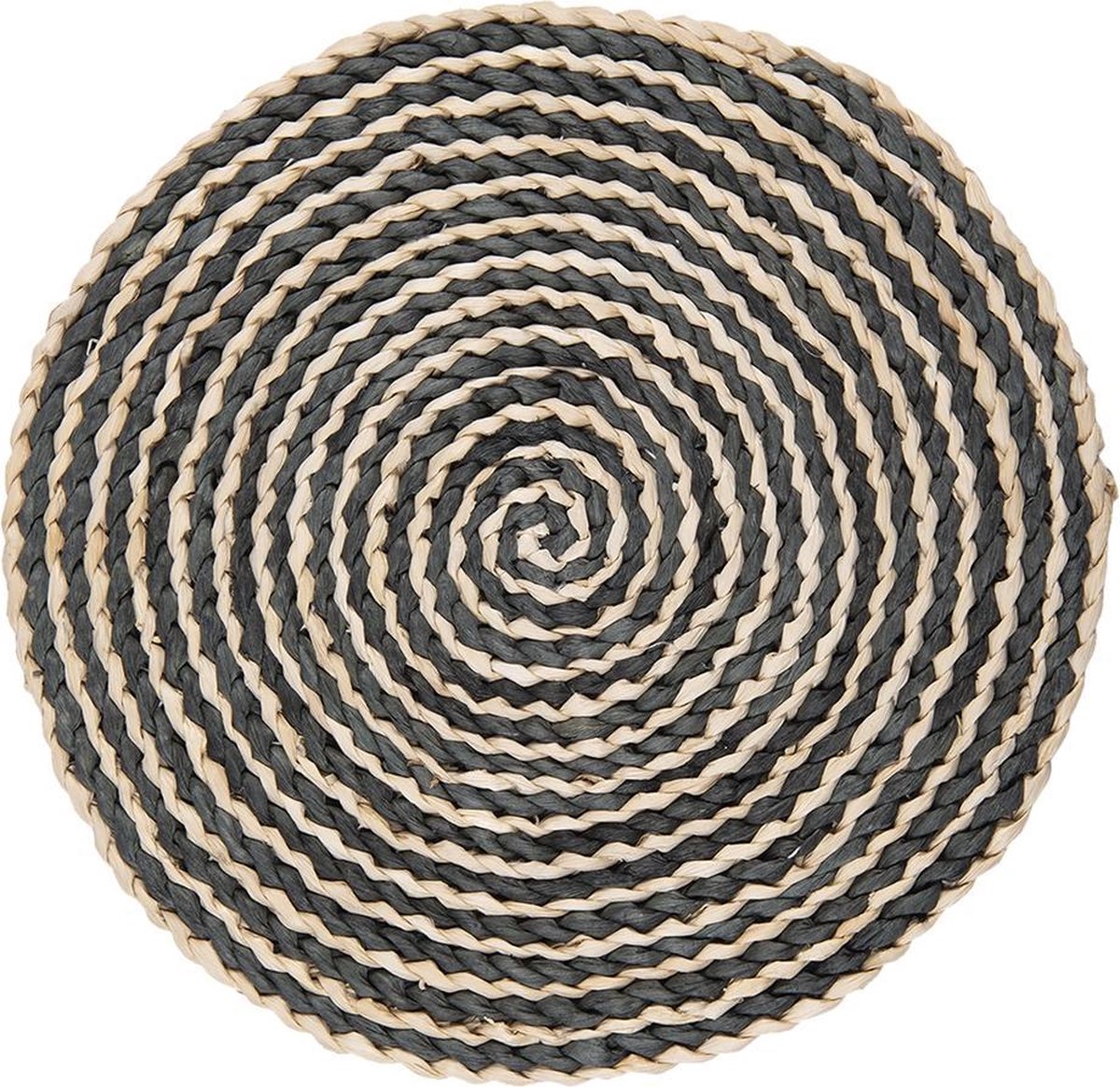 Clayre & Eef Placemat Ø 35x1 cm Beige Zwart Stro