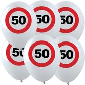 36x Leeftijd verjaardag ballonnen met 50 jaar stopbord opdruk 28 cm