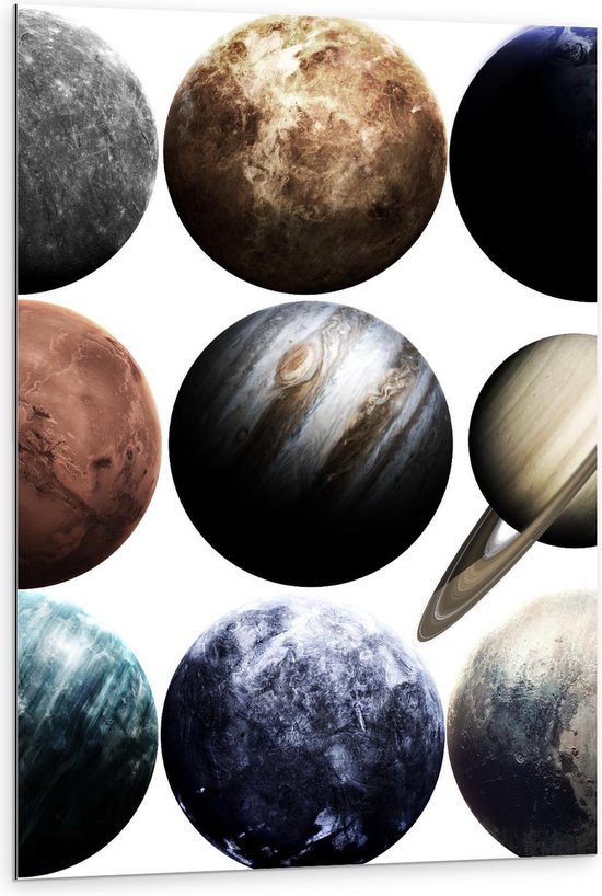 Dibond - Verschillende Planeten - 80x120cm Foto op Aluminium (Met Ophangsysteem)