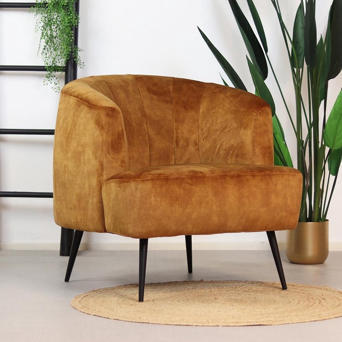 Velvet fauteuil Billy okergeel