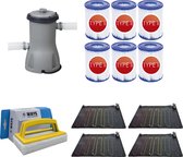 WAYS - Zwembad Onderhoud - 4x Solarmat & Filterpomp 2006 L/h & 6 Filters Type II & WAYS Scrubborstel
